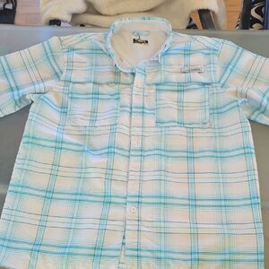 Light Blue Plaid Casual Button-Down Shirt - Men